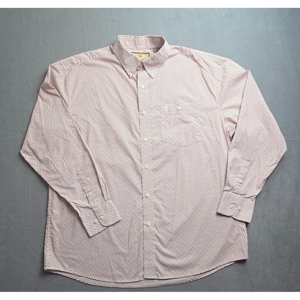 Wrangler Western Cowboy Shirt Mens XL‎ Button Down White Red Tan Long Sleeve
